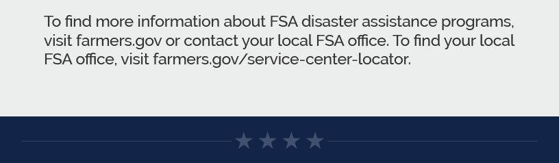 To find more information about FSA disaster assistance programs, visit farmers.gov or contact your local FSA office. To find your local FSA office, visit farmers.gov/service-center-locator.  LINK: https://www.fsa.usda.gov/Assets/USDA-FSA-Public/usdafiles/FactSheets/2023/FSA_LIP_LivestockImdemnityProgram_Factsheet_2023.pdf LINK: https://www.farmers.gov/service-center-locator